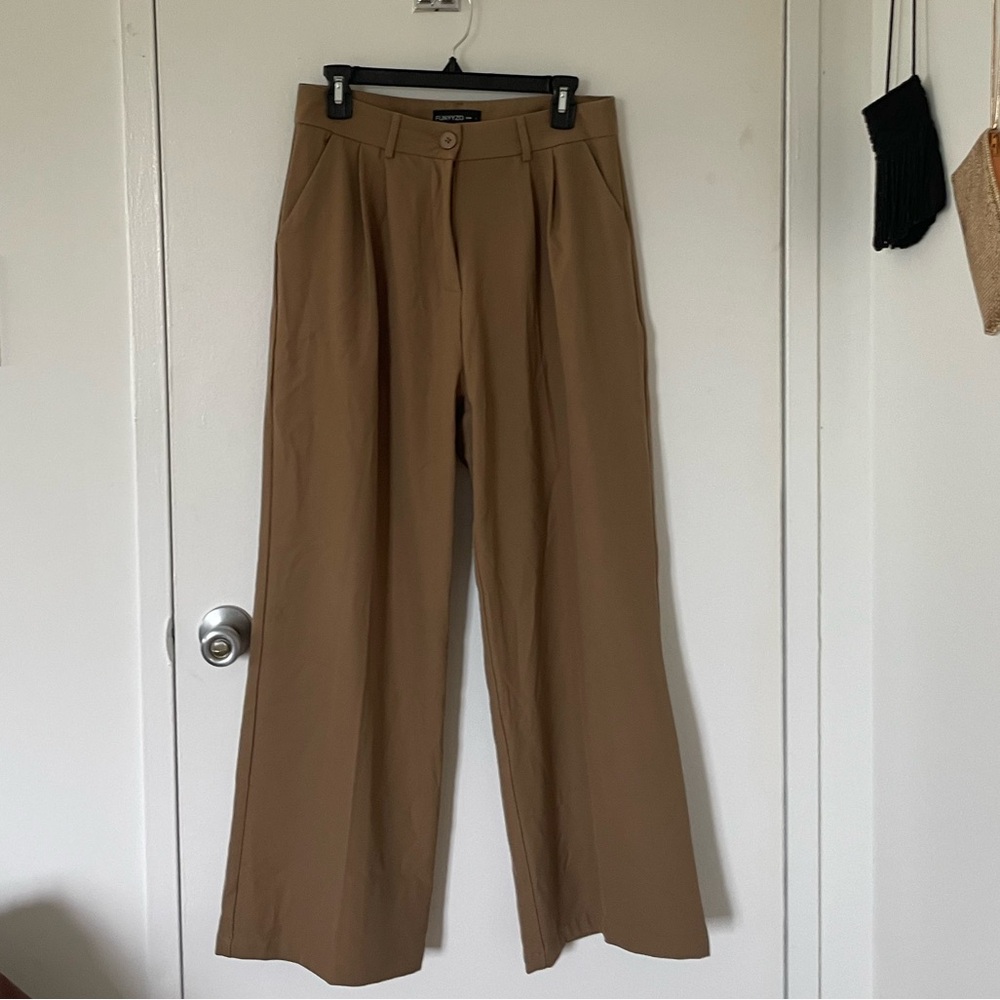 Khaki Brown Wide Leg Trouser